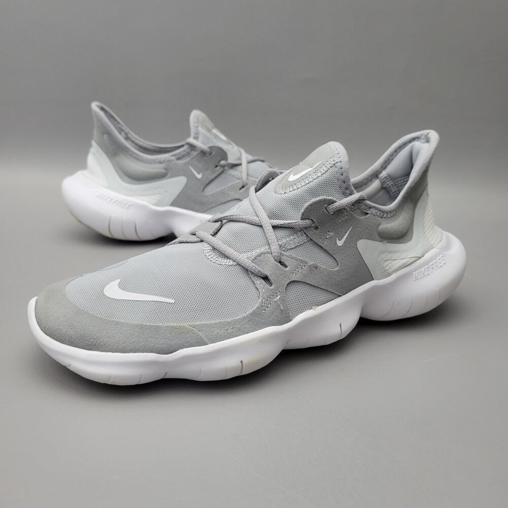 Nike Free RN 5.0 Mens Size 7 Wolf Grey White Flexible Running Shoes AQ1289-001